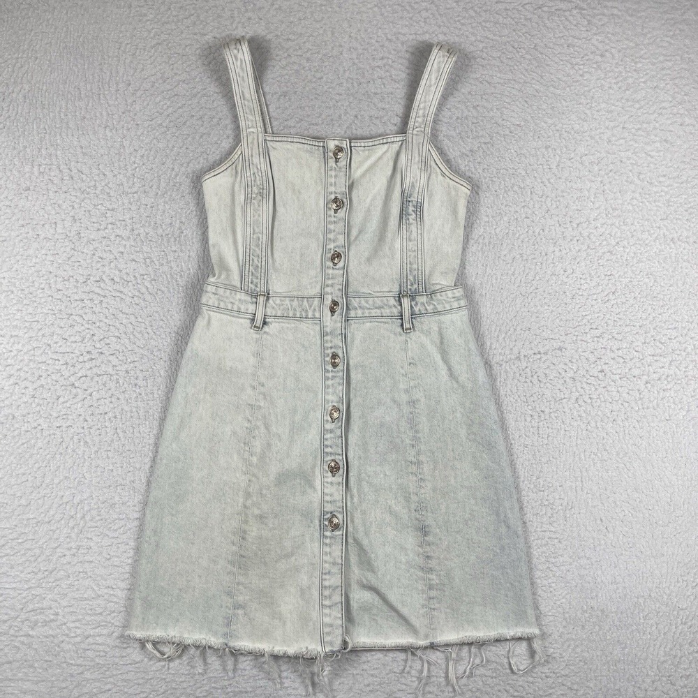 7 For All Mankind Dress Womens Large Denim Mini Frayed Hem Sun Bleached Travel